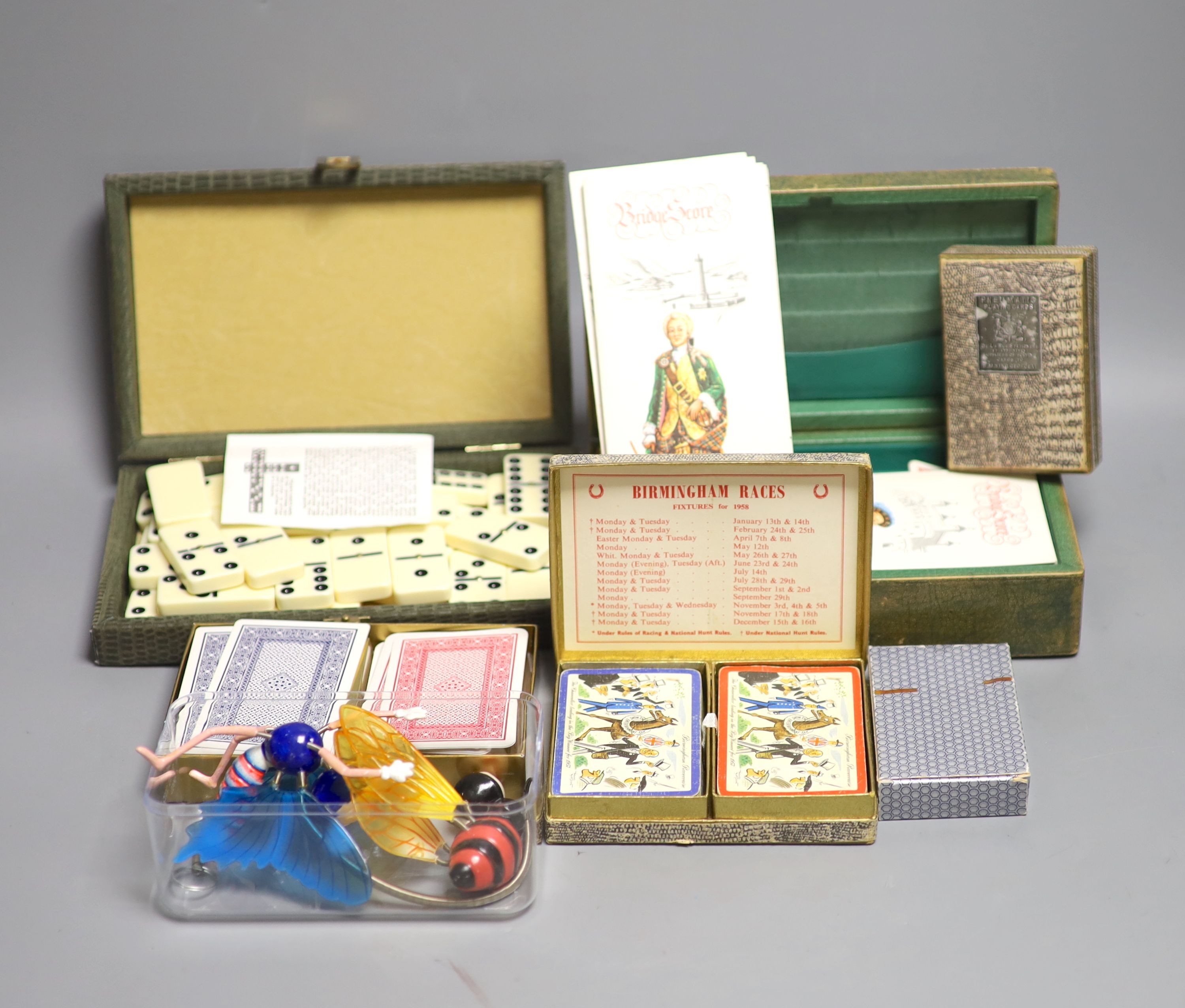 Various card games, Dominoes, etc.